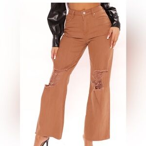 Ripped straight leg jeans